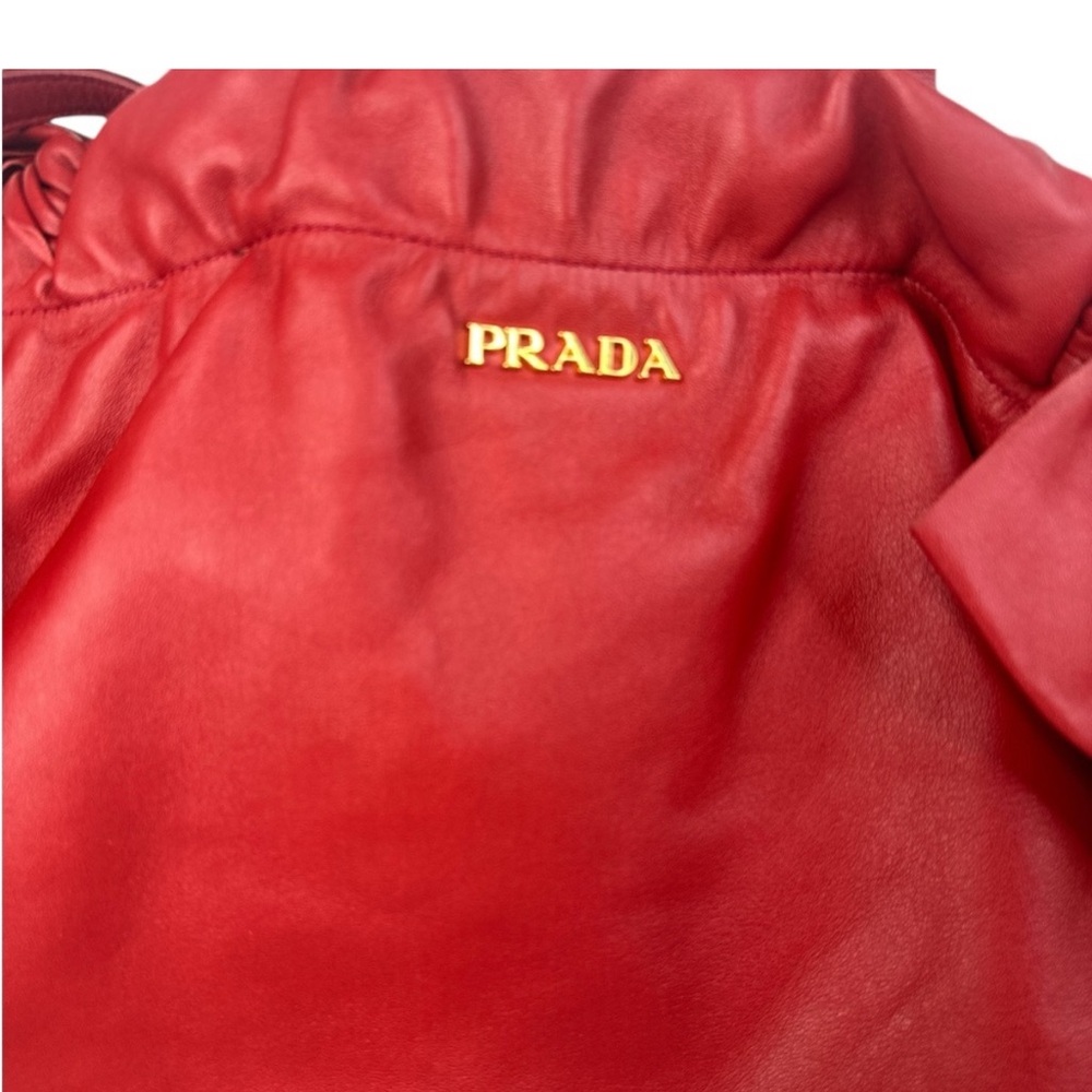 Prada Red Bow Leather Shoulder Bag - Picture 7 of 16